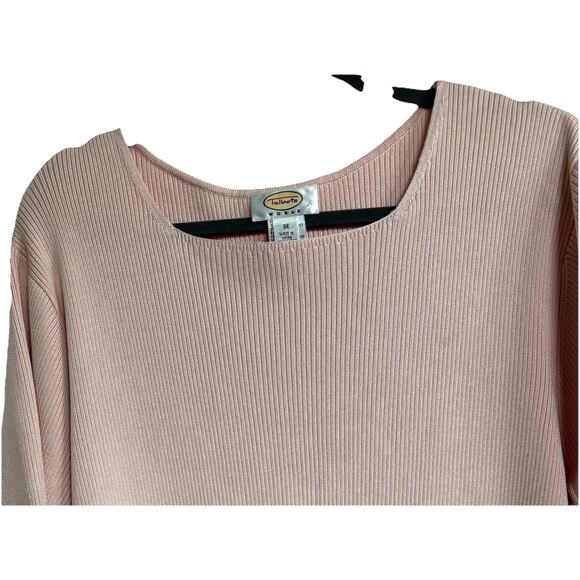 Talbots Silk 3X Sweater Pink Rib Knit Short Sleeve Quiet Luxury Barbiecore - Picture 3 of 5